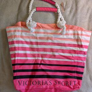 VICTORIA'S SECRET TOTE BAG NEW WITH TAGS One Size Pink Stripes Ombre Light Dark
